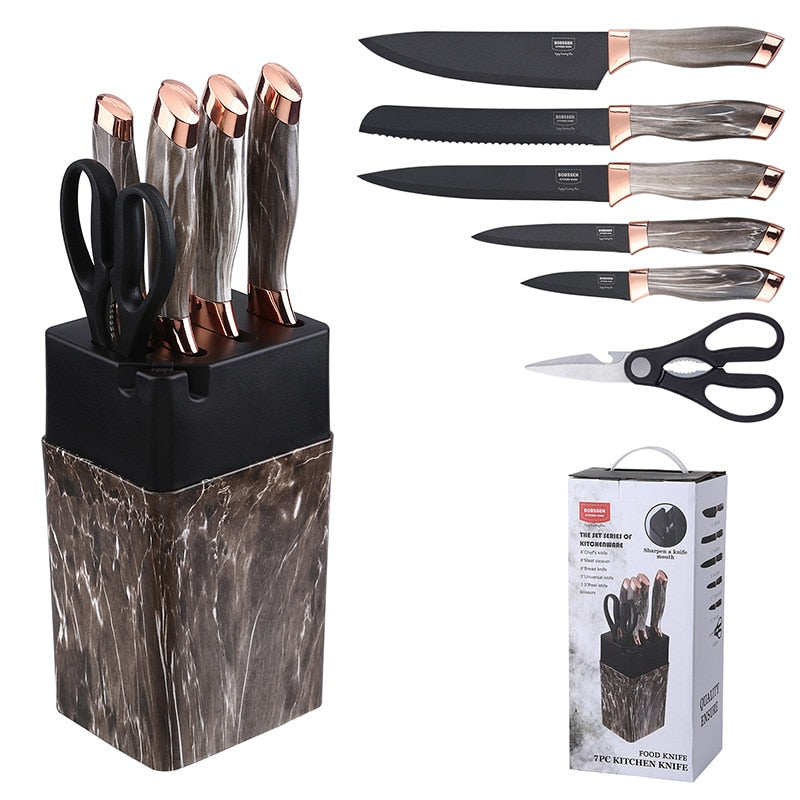 7pcs Kitchen Knife Set With Knife Sharpener